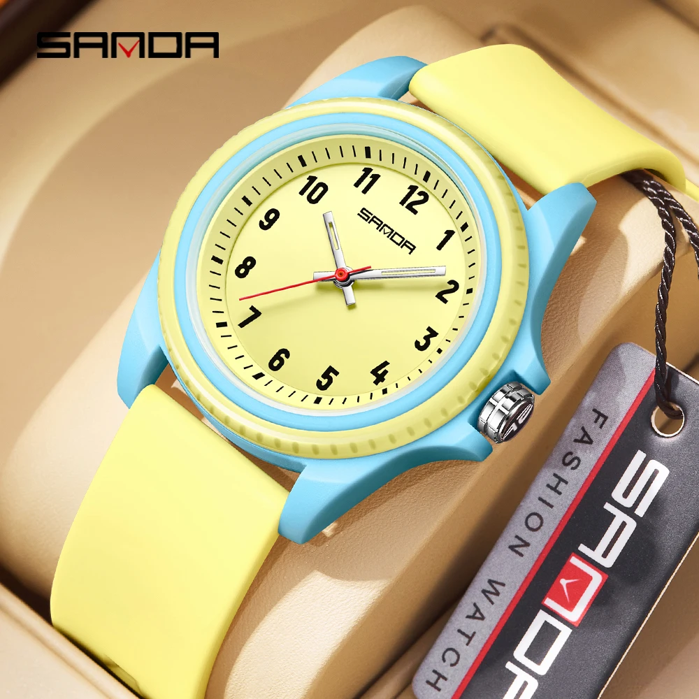SANDA 3274 Teenager Women Candy Watches Boy Girl Silicone Analog Quartz Children Wrist Watch Sports Waterproof Casual Clock