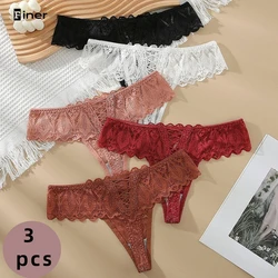3 PCS Lot Lace Thongs Women Seamless Panties New Tangas Mujer Hollow Out Sexy String Lingerie Femme Girls T-back Cotton Crotch