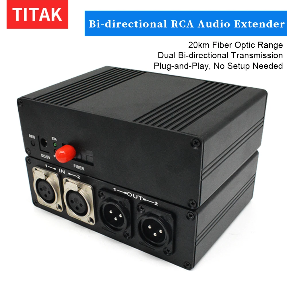 Bidirectional 2‑Channel XLR Balanced Audio Fiber Extender 20Km Fiber Optic Audio Transmitter Receiver Kit Plug‑and‑Play