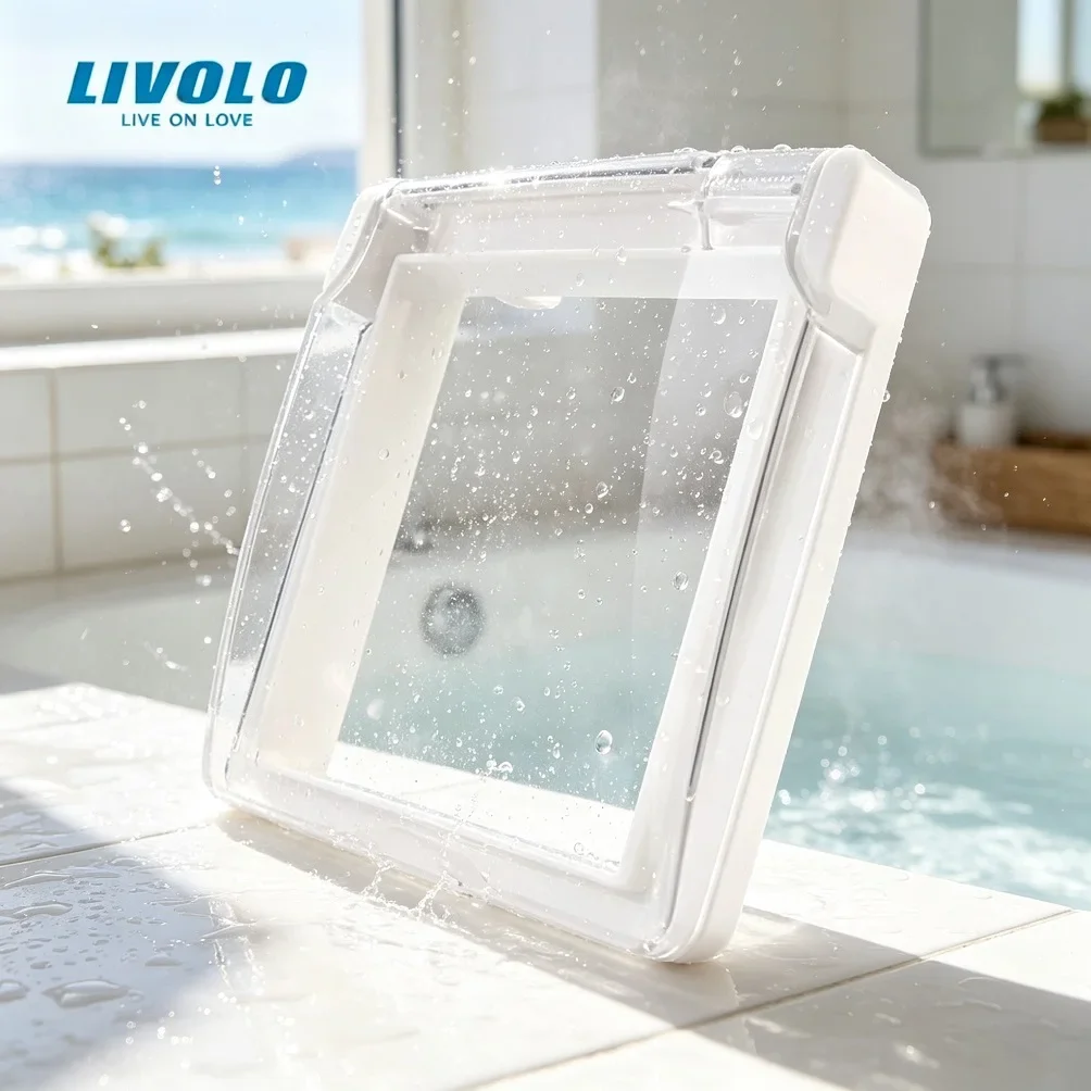 LIVOLO EU Standard Plastic Socket Waterproof Splash Cover, 4 Colors 58mm*11mm Wall Socket Protective Box For Bathroom Kitchen