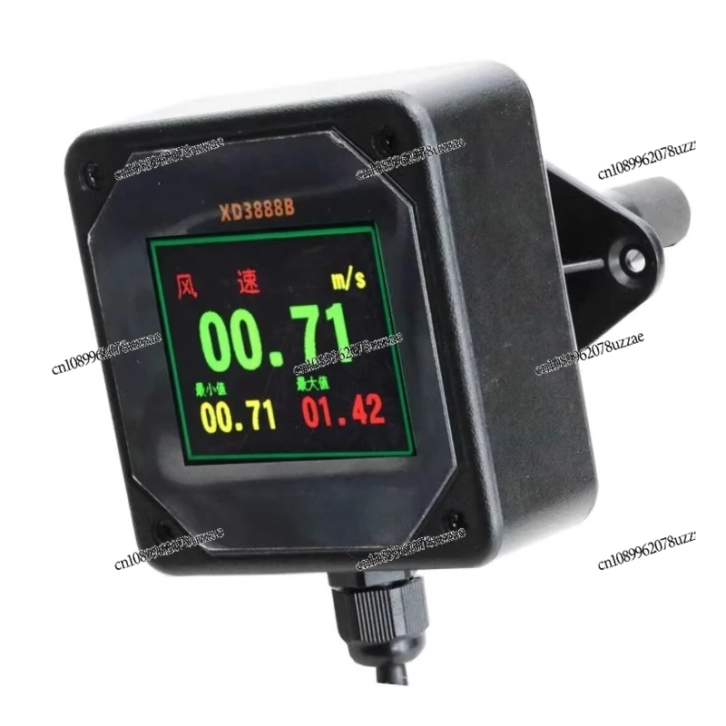 

Pipeline Wind Speed Sensor High Precision Industrial Air Volume Transmitter RS485 Color Screen TFT Air Duct Wind Speed Detector