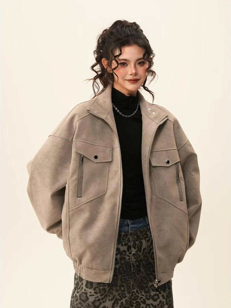 

American Sle Heavyweight Python Jaet Loose Fit Detroit Collar Men's Women's Autumn New Faion Couple's Outerwear