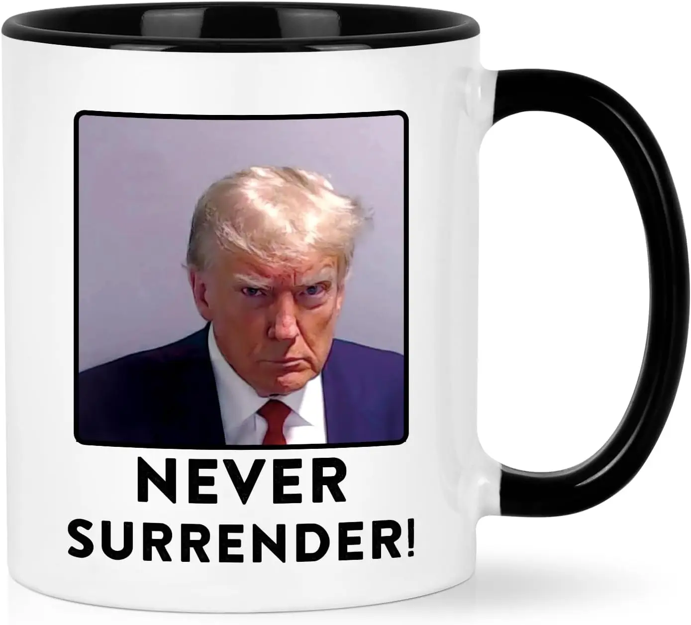 Maustic Trump Mugshot Mug, Never Surrender Donald Trump Coffee Mug, Not Guilty Free Trump Mug Shot, Funny Trump 2024 Coffee Mug,