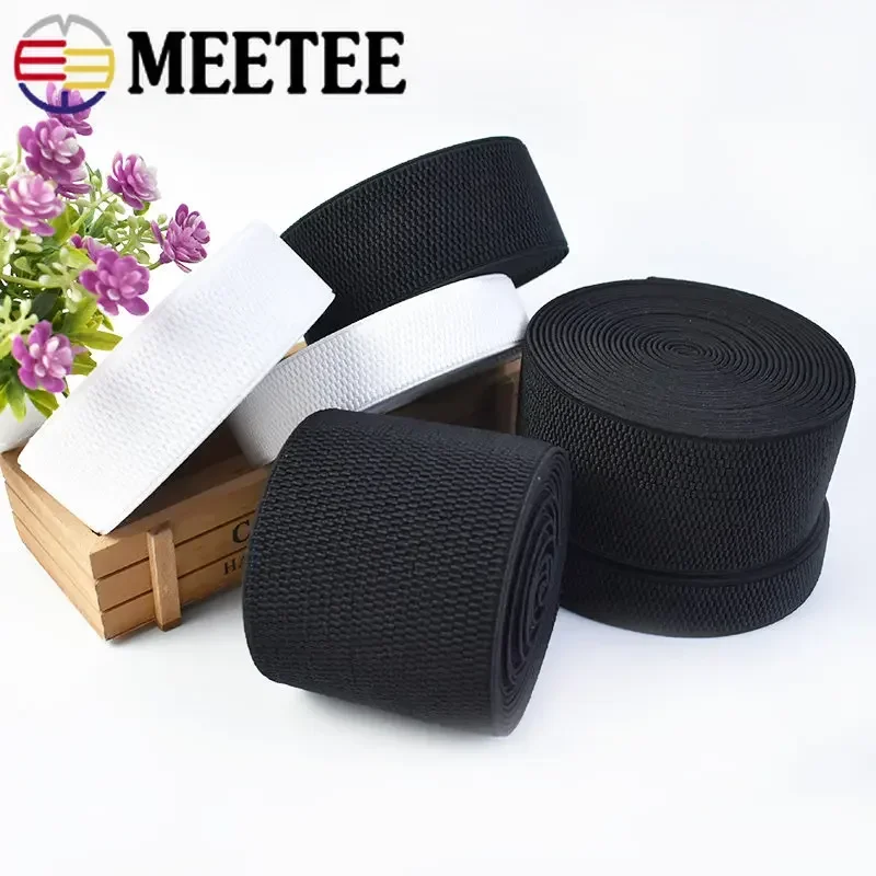 2/5M Meetee 25-100mm Elastic Band Stretch Strap Webbing Belt Waistband Tape Rubber Bands DIY Clothing Garment Sewing Accessories