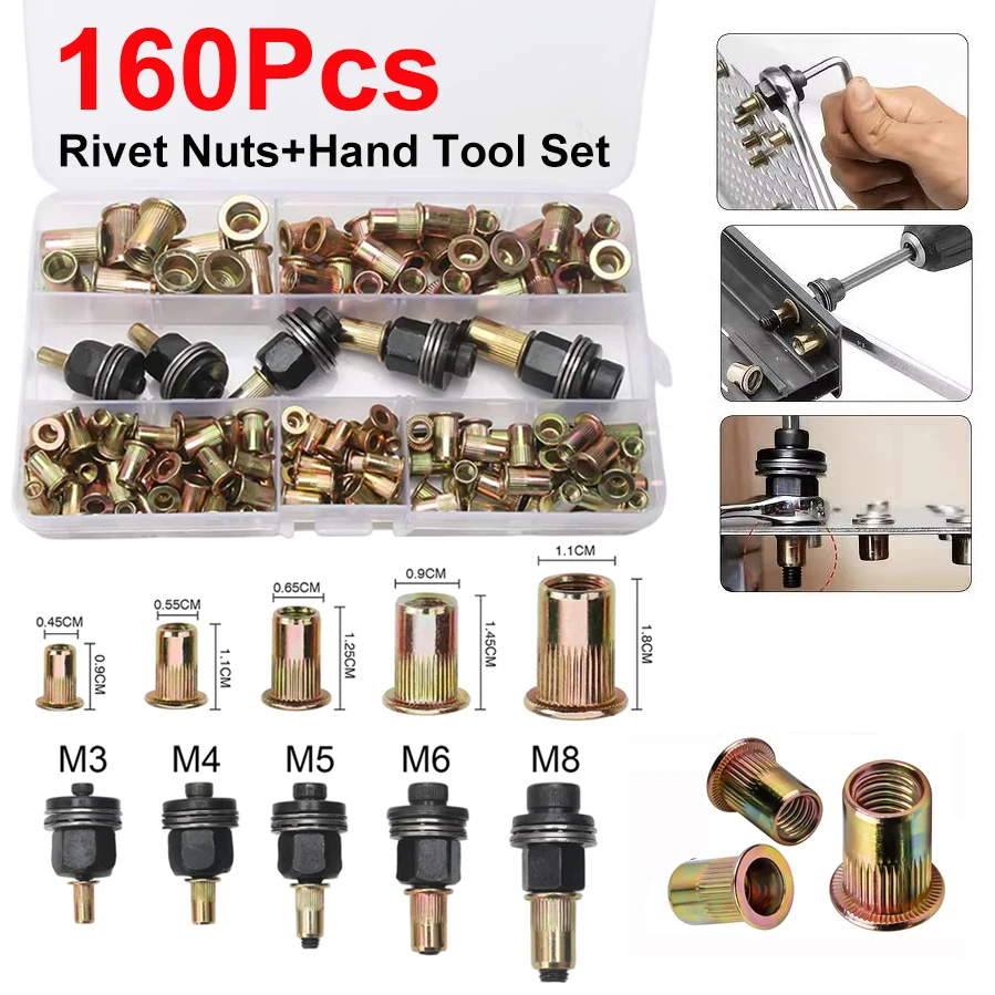 Rivet Nut Tool Drill Adapter M3 M4 M5 M6 M8 Simple Installation Electric Manual Cordless Riveter Metal for Industrial & Welding