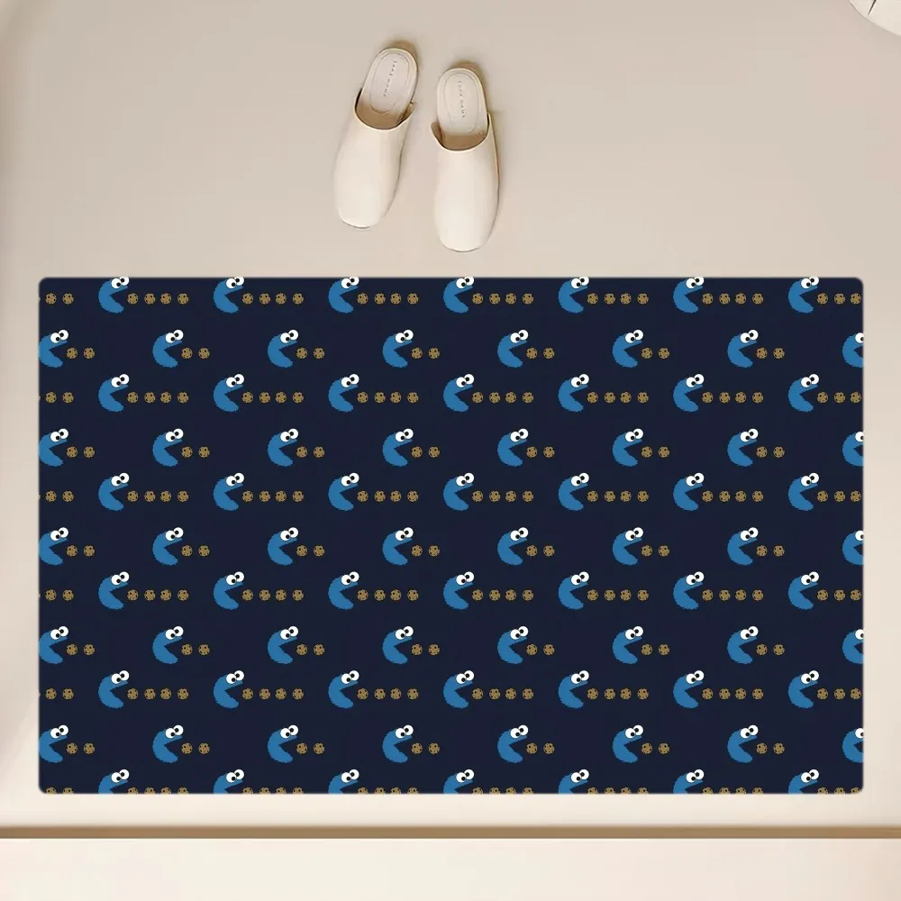 Cartoon Cookie Monster Floor Mat Anti-Slip Bathroom Kitchen Bedroom Living Room Entrance Rug Home Decor