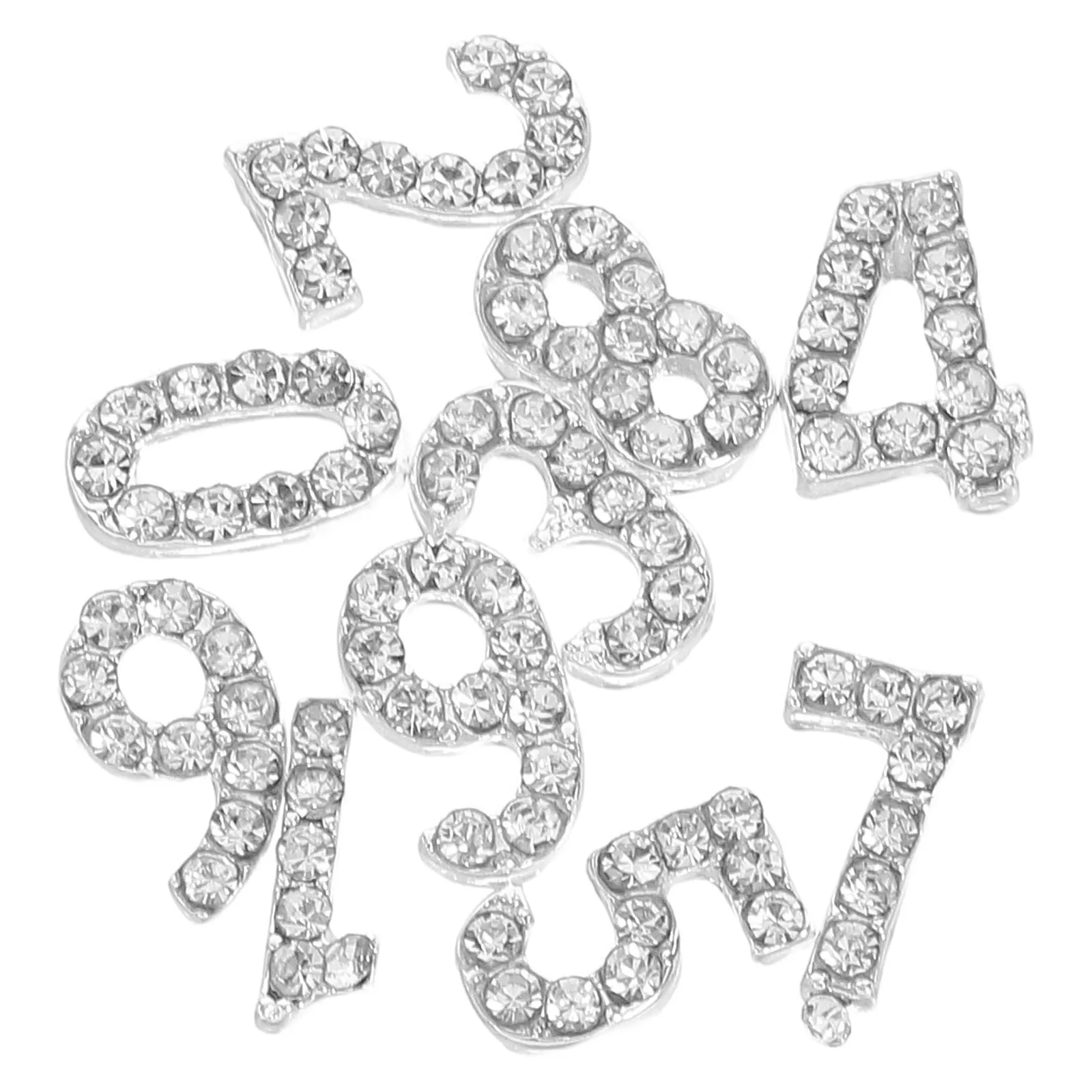 

100Pcs Nail Art Charms Number Rhinestone Decorations Flatback Luxury Nail Jewels DIY Accessories for Weddings Parties Events