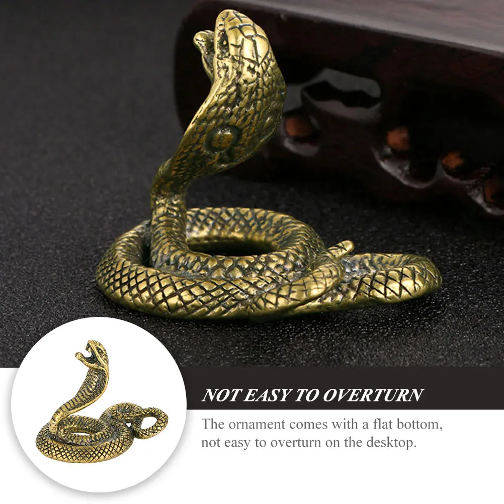 

Vintage Style Snake Exquisite Desktop Decor Small Space-Saving Brass Craft Unique Animal Decoration Retro Snake Statue Brass
