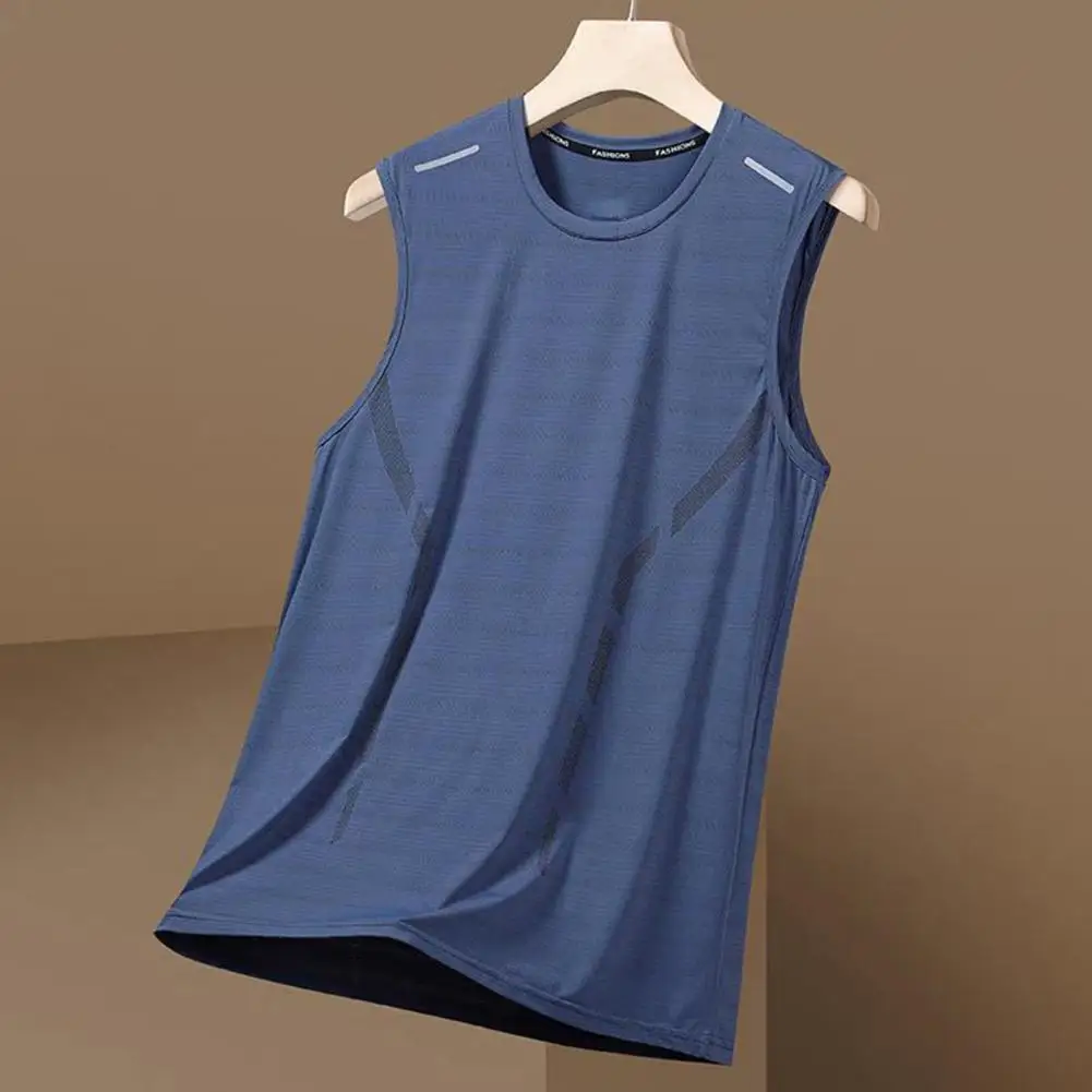 

Men Summer Sport Vest Ice Silk Loose Fit Sleeveless Sweat Absorption Quick Dry Pullover Gym Fitness Jogging Tank Top