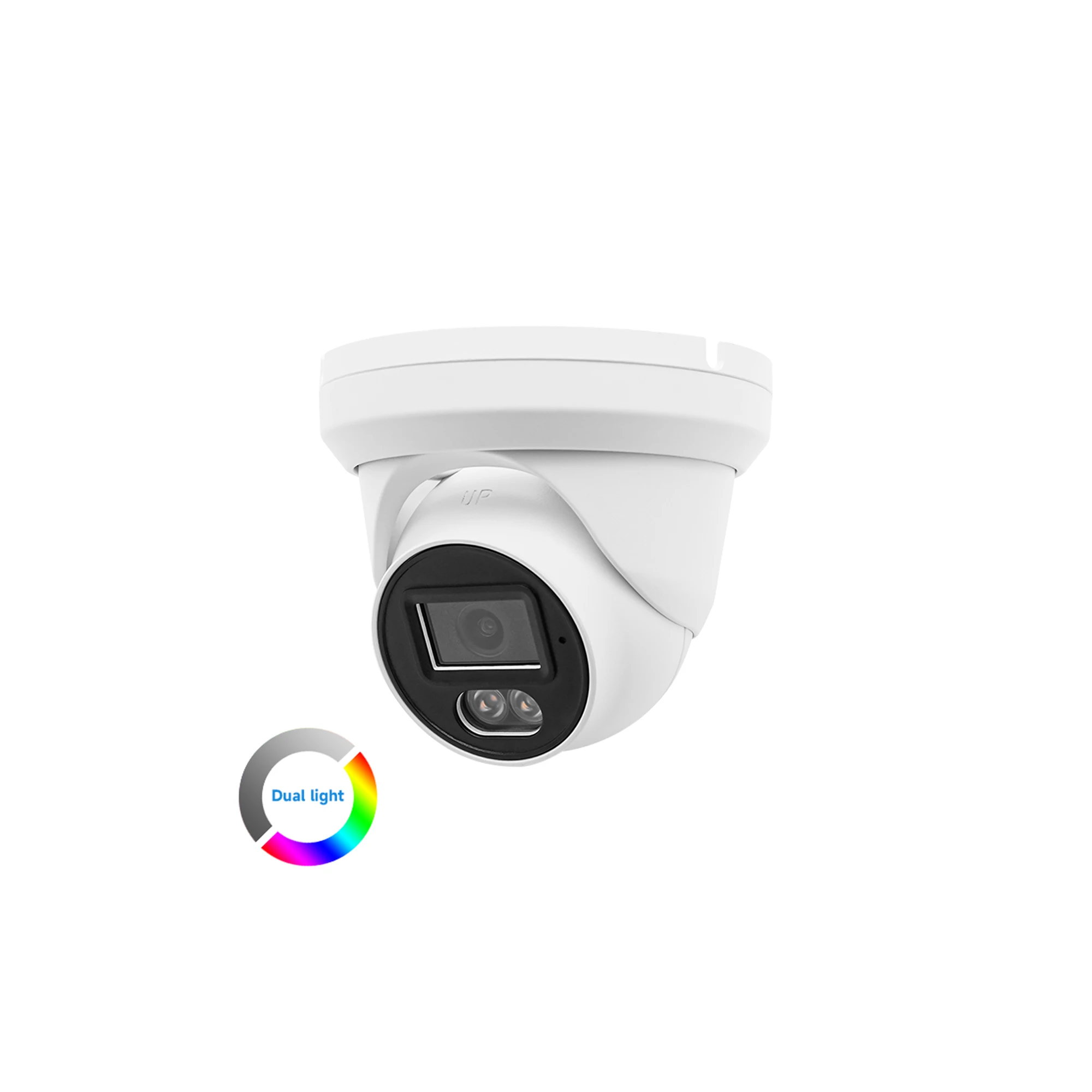 Full Color IR&Warmlight Smart Hybrid Light 8MP 4K Mini Turret Security IP Camera 2.8mm POE Build in Mic. Smart Motion Detection