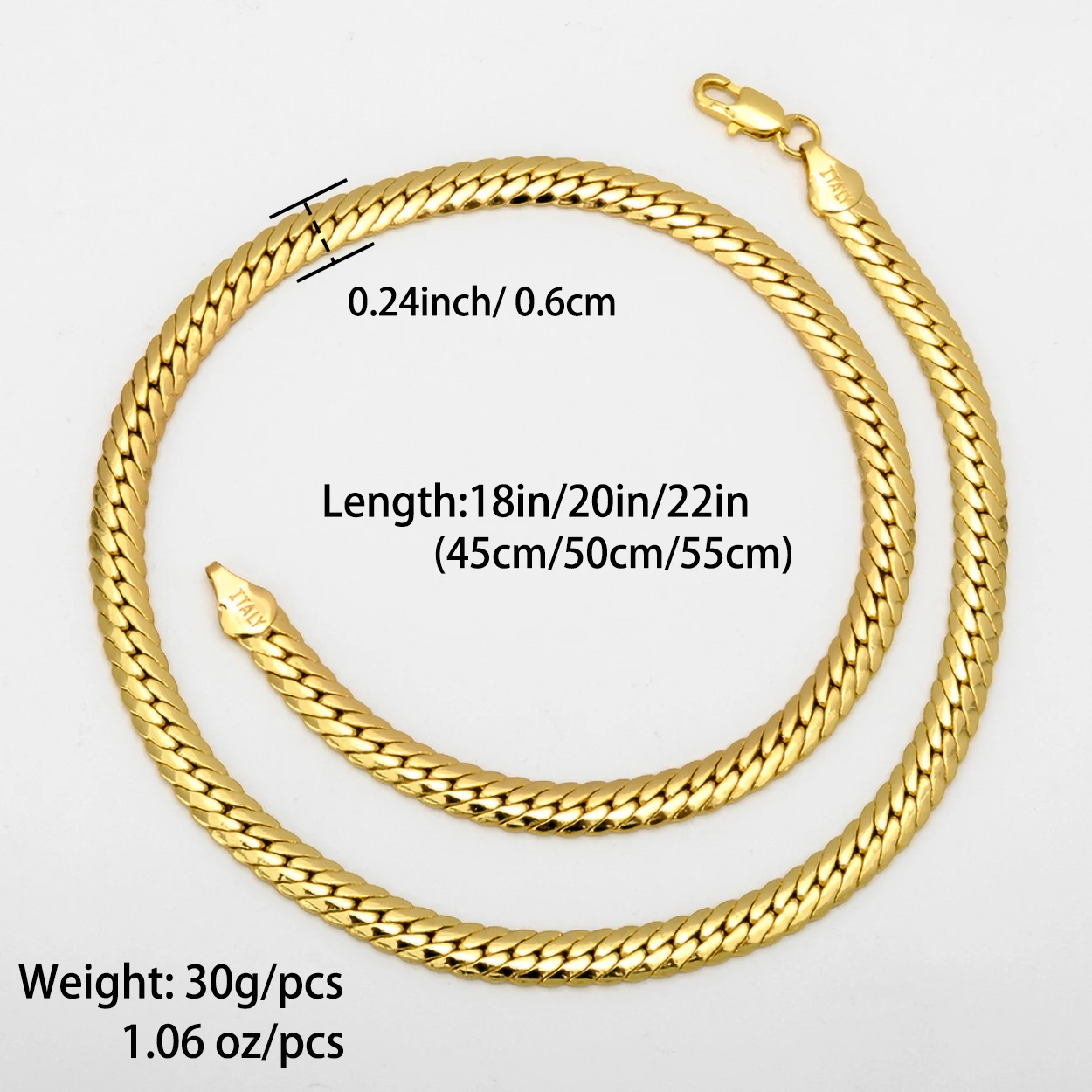 Sunny Jewelry Fashion New Copper Necklace Snake Chains Gold Plated High Quality For Women Man Italy 750 For Daily Wear Gift