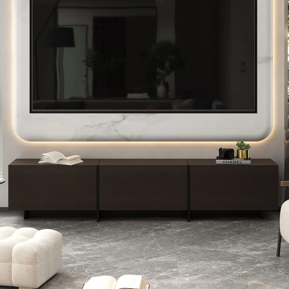 

71.7" W TV Stand with 3 Flip-Down Drawers, Modern Entertainment Center with Storage, Media Console Table TV Cabinet, Dark