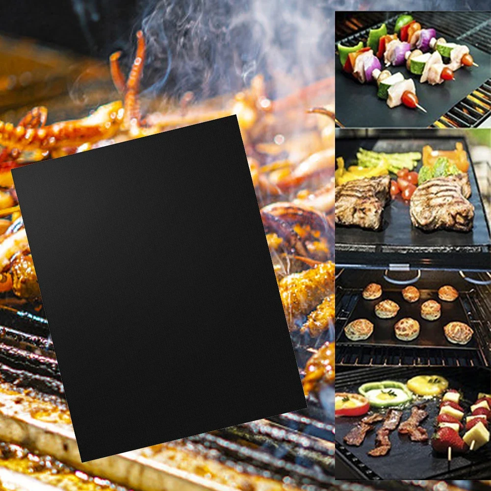 Non Stick BBQ Grill Liner Reusable BBQ Grill Mat Barbecue Plate Outdoor Baking Non Stick Pad for Electric Grill Gas Charcoal BBQ