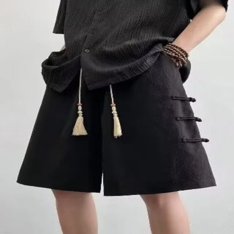 2026 New Chinese-Style Buttoned Casual Shorts for Summer Trendy Outerwear Men's Quick-Dry Straight-Fit Five-Inch Pants