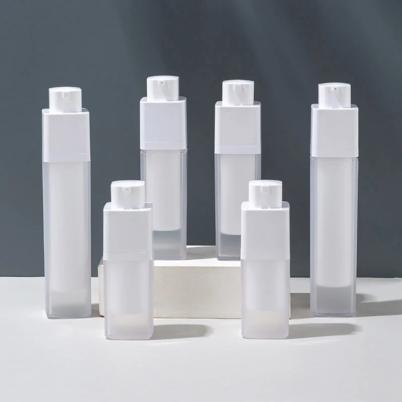 15ml 30ml 50ml Empty Airless Pump Bottle Rotate Cosmetic Container Frosted Double-layer Thickened Square Lotion