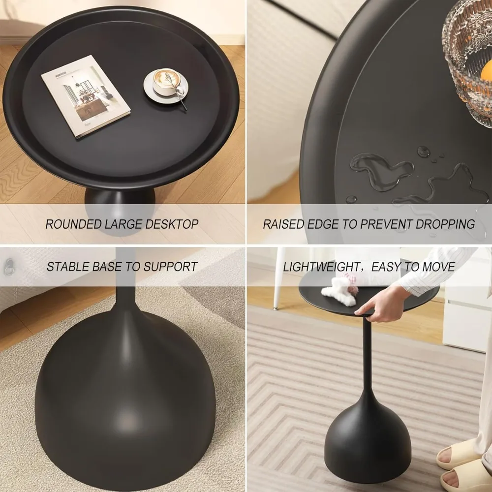 Side Coffee Table Set, Living Room Small Round End Table, Metal Nesting Tables Pedestal Tables Sofa Side and Bedside Console Tab