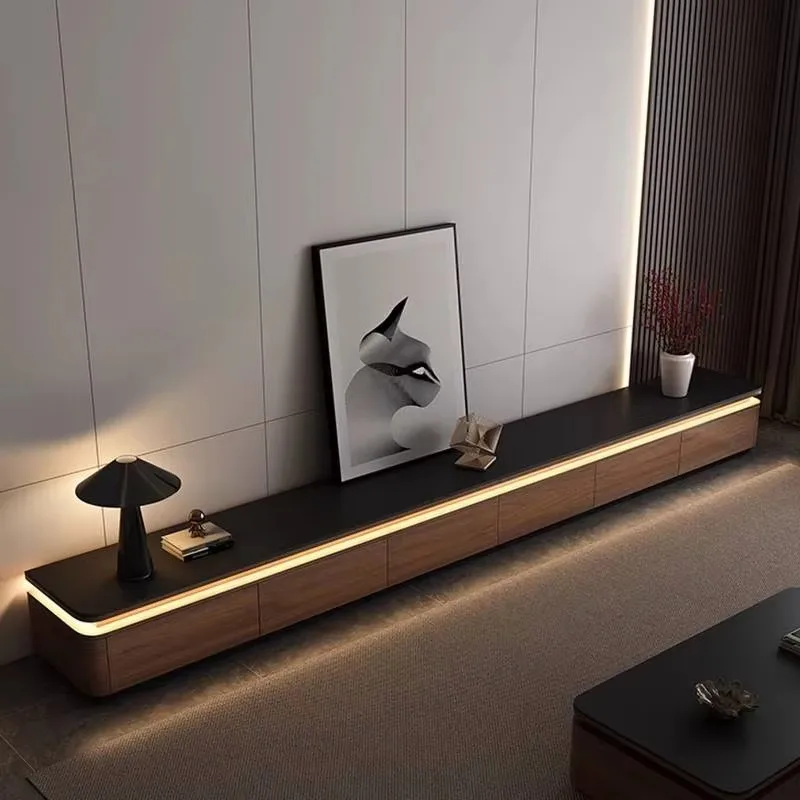 European Wooden TV Cabinet, Modern Entertainment TV Table with Storage, Multi-scene Home Furniture