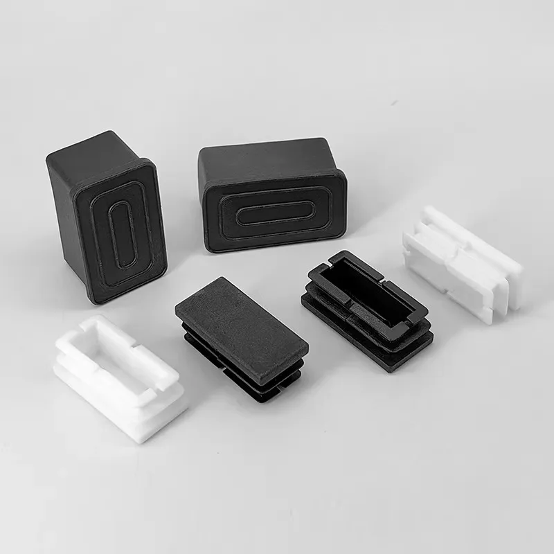 10-100pcs 20x40mm Rectangular Tube PVC Outer Sleeves Inner Plugs Black White Non-Slip Silent Stool Leg Covers End Caps
