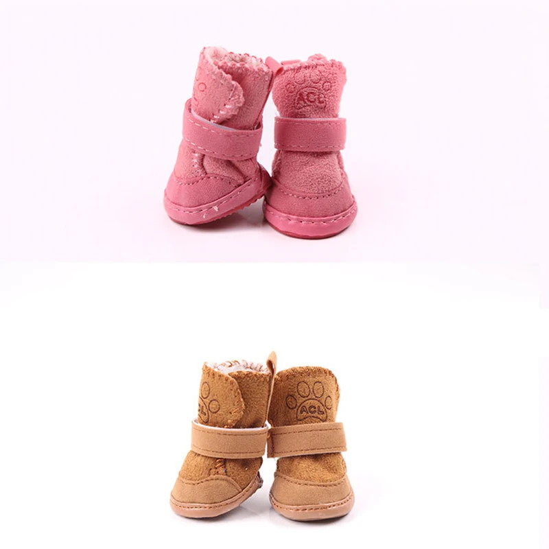 4 Stks/set Honden Schoenen Winter Warme Schoenen Voor Kleine Middelgrote Honden Anti-Slip Puppy Regenlaarzen Schoenen Kat Hond Wandelen Sneakers