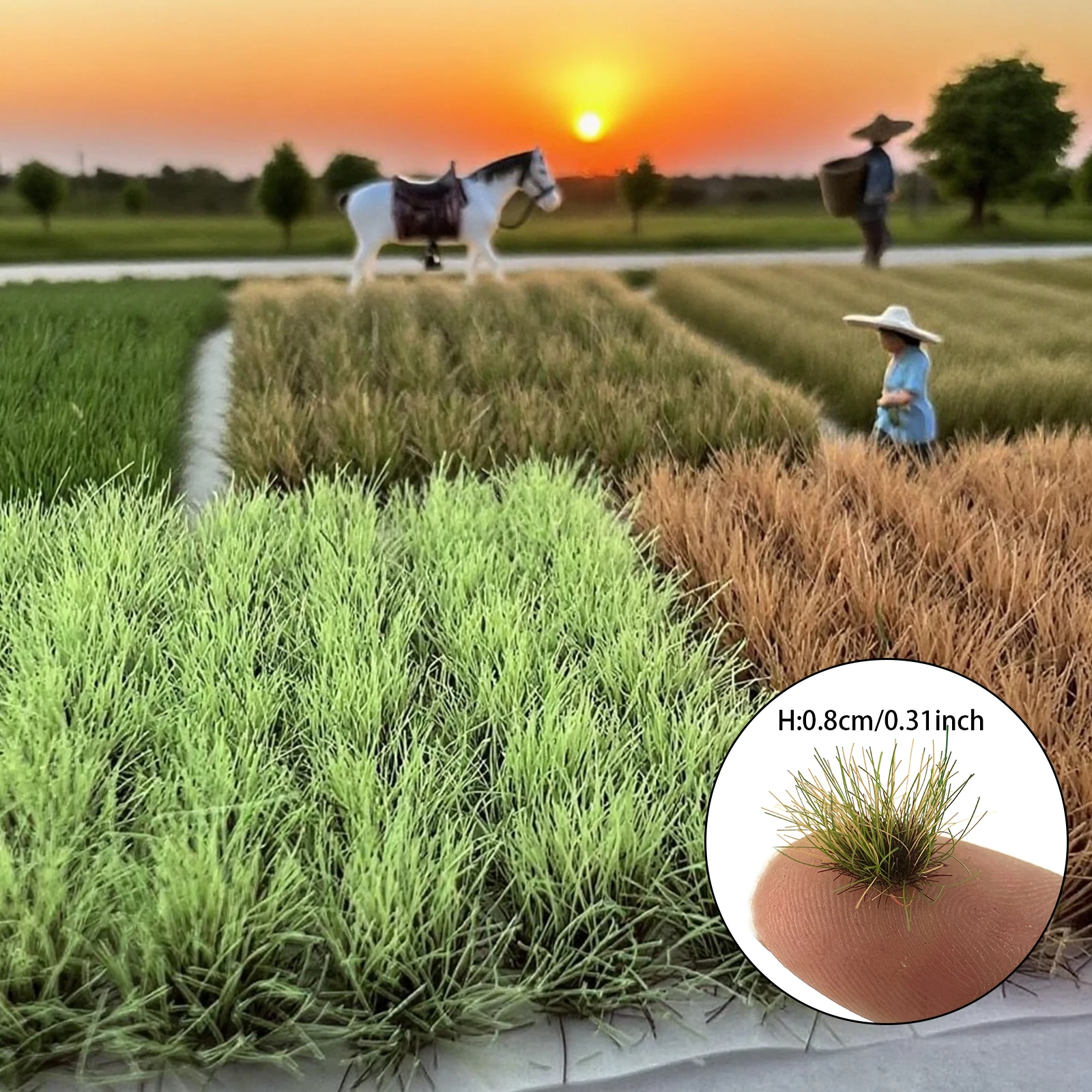 

70Pcs 8mm Static Grass Tufts Kit for Train Layouts Fairy Gardens Architectural Models Diorama - Fluffy Scenery Grass