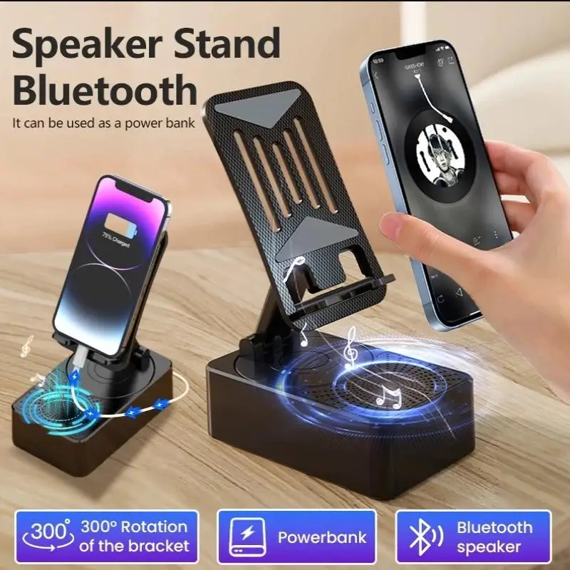 

Многофункциональный держатель для телефона 5-в-1 с Bluetooth-колонкой и подставкой для телефона, вращение на 360 градусов ° 360 ° Поворотный металлический держатель для телефона на рабочий стол