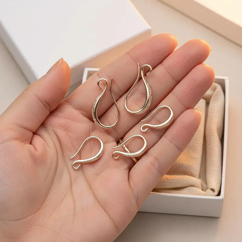 4PCS Brass Print Earring Hook Ear Wire For Earring Making,Hooks For Earrings,DIY Earrings Making Accessories