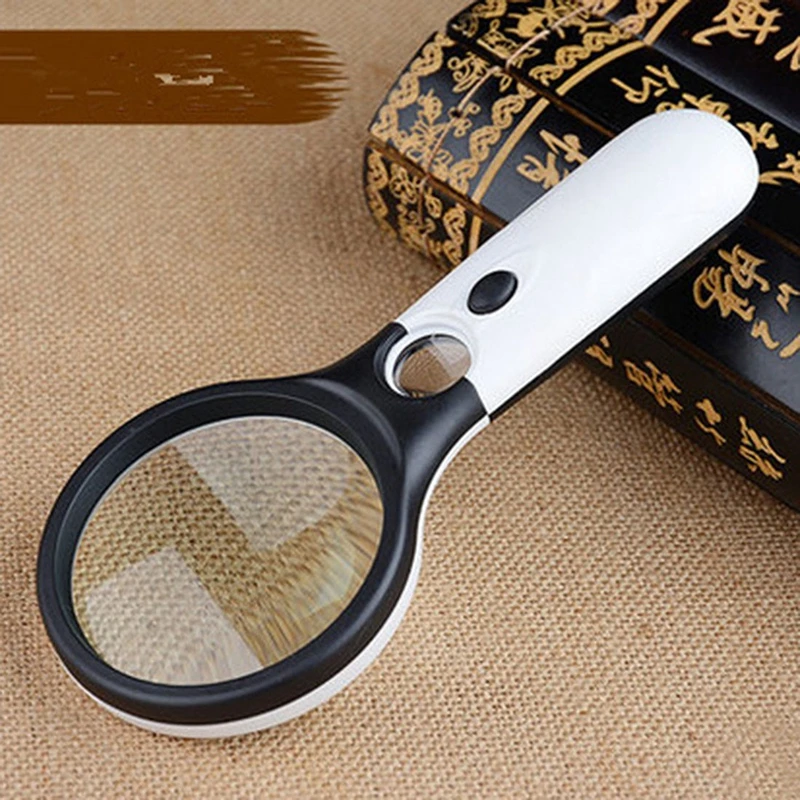 3 LED Light 45X Handheld Magnifier Reading Magnifying Glass Lens Jewelry Loupe