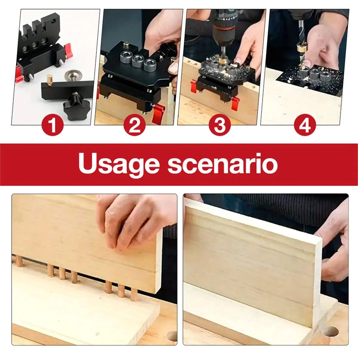 Self Centering Patchwork Doweling Jig, Width Woodworking Joints Tool Drill Guides Locator, Wood Dowel Punch Locator