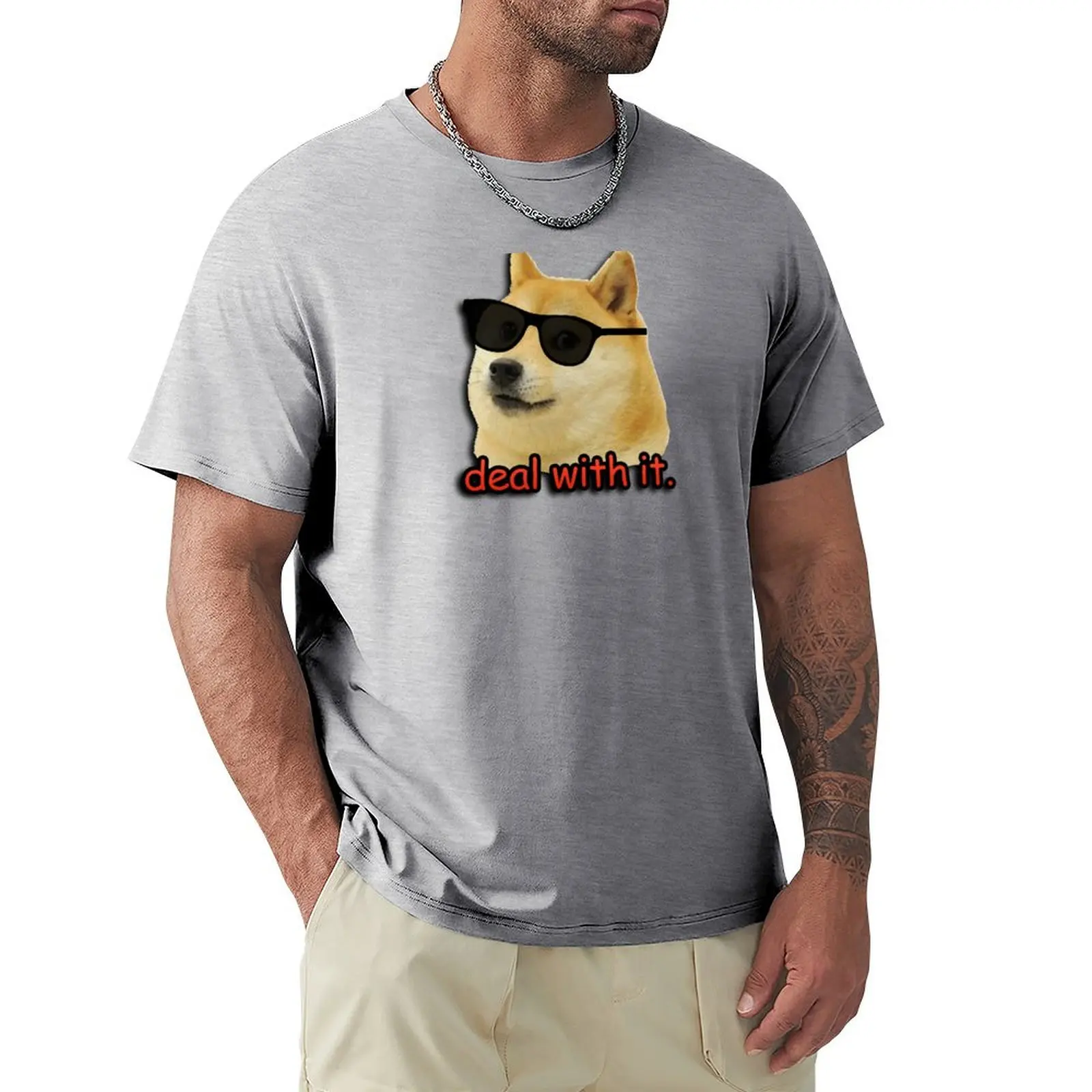 Doge deal with it dog meme T-Shirt new edition cute tops aesthetic clothes anime tshirts for men