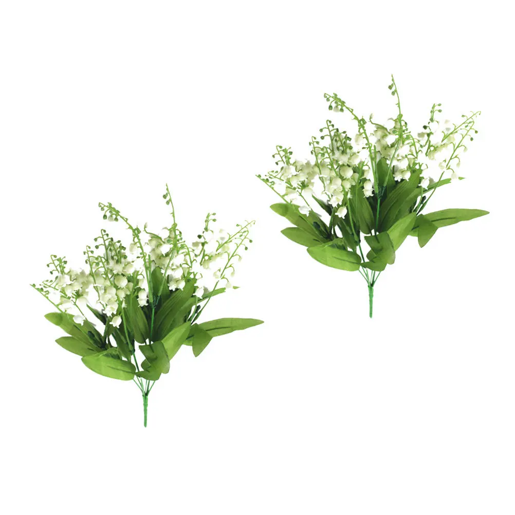 2 قطعة Convallaria Majalis الزهور الاصطناعية 7 شوك باقة الزفاف ديكور المنزل الطرف محاكاة ورد صناعي
