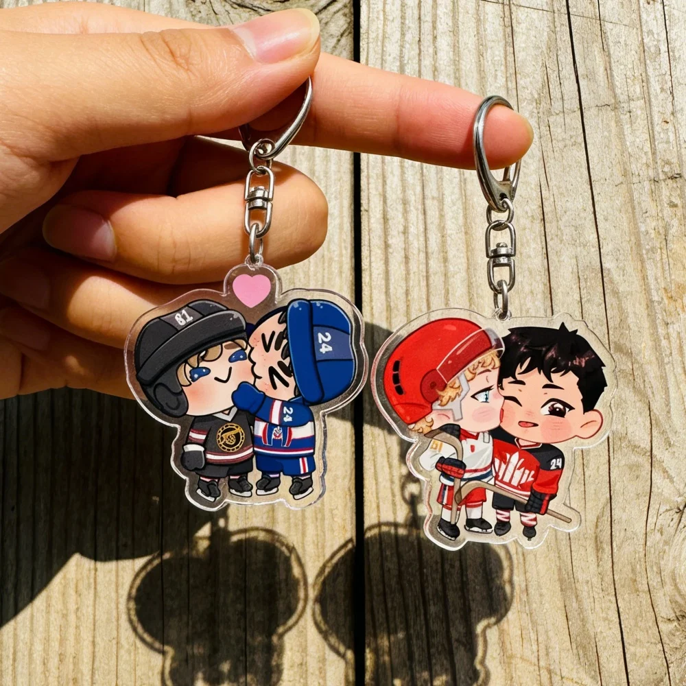 Cute Cartoon Heated Rivalry Keychain for Accessorie Bag Chaim Shane Hollander Ilya Rozanov Lovers Keyrings Jewelry Freinds Gifts