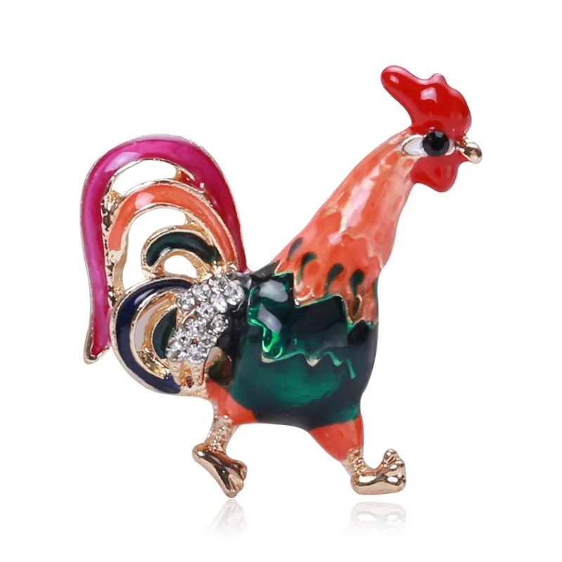 Funny Enamel Chicken Brooches Women Colors Rooster Cock Party Casual Brooch Pins Gifts