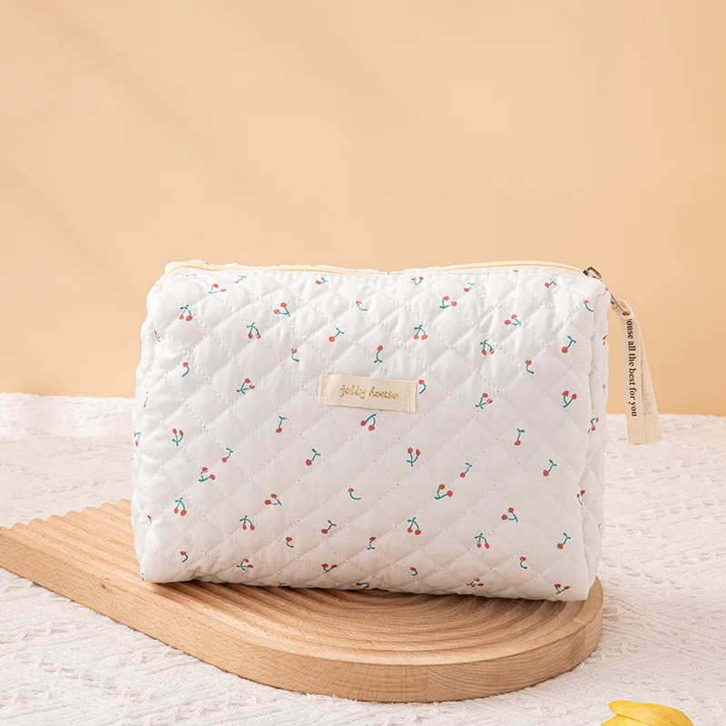 Liberty Quilting frizioni morbido cotone donna cerniera organizzatore cosmetico borsa per il trucco carina borsa per il trucco grande borsa portatile