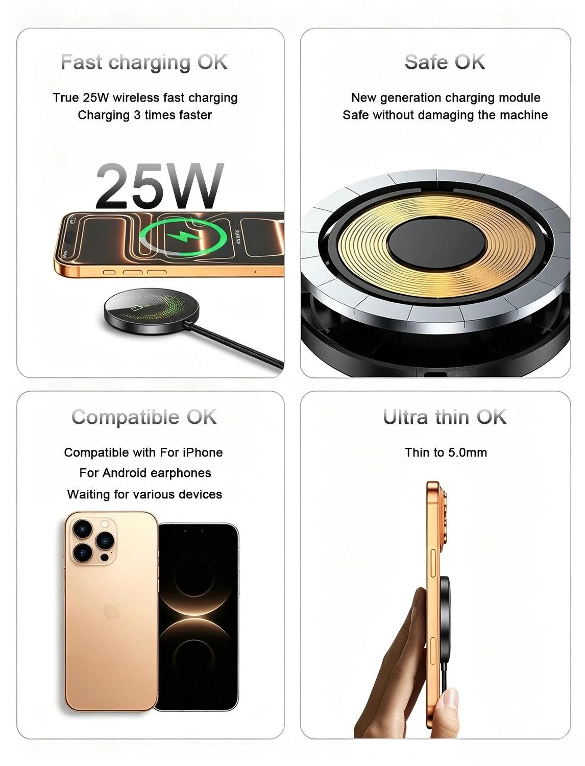 Neues Qi2.2 Magnetisches Ladegerät für 25W Super Wireless Schnellladung für iPhone 18 17 16 15 14 13 12 Pro Max Samsung S25 S24 S23 – Detail 3