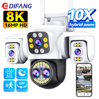 8K 16MP WiFi Camera 10X Zoom Four Len Three Screen CCTV Security Protection Video Surveillance Yoosee Video Surveillance 360°
