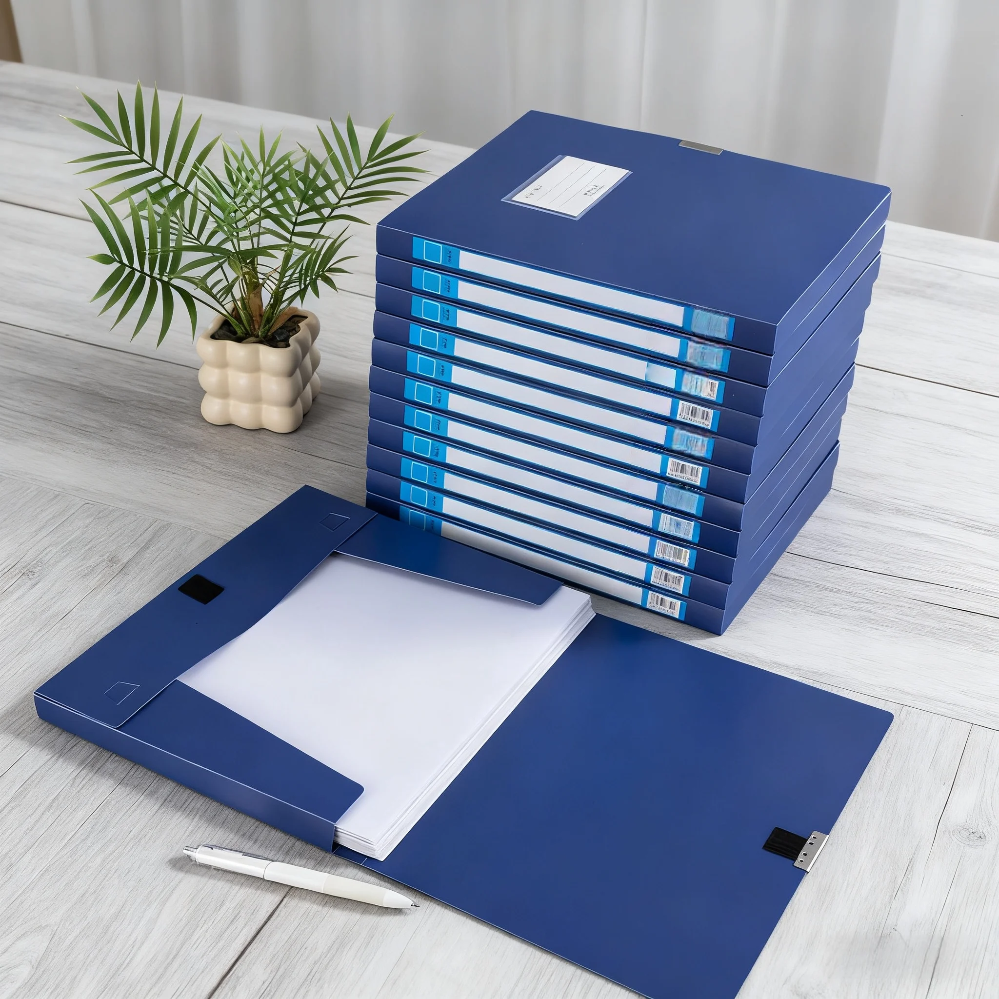 صندوق ملفات مجلد ملفات A4 مع إغلاق لاصق، صندوق مستندات بلاستيكي سميك، حقيبة تخزين، لوازم مكتبية، صندوق منظم A4، حامل مستندات قابل للطي #4