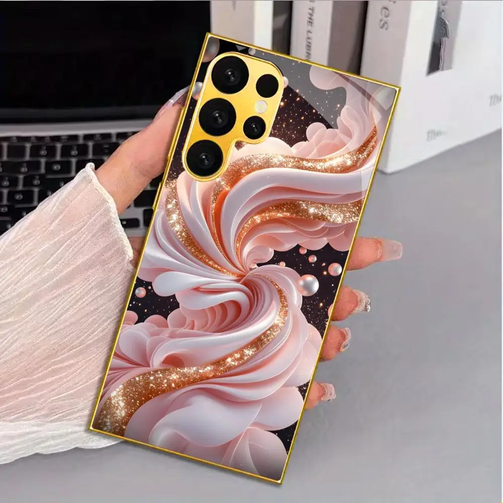 Pink clound glass Phone Case For Samsung Galaxy S26 S25 S24 S22 S23 Ultra S21 S20 Plus 5G Frosted Non-Slip Full Cover