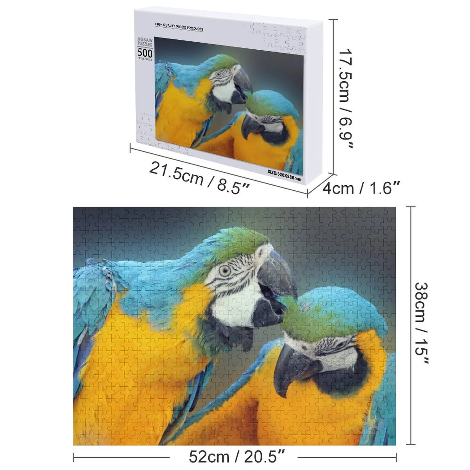 Love Forever - Um par de macaws Quebra-cabeça Diorama Acessórios Quebra-cabeça de presente personalizável