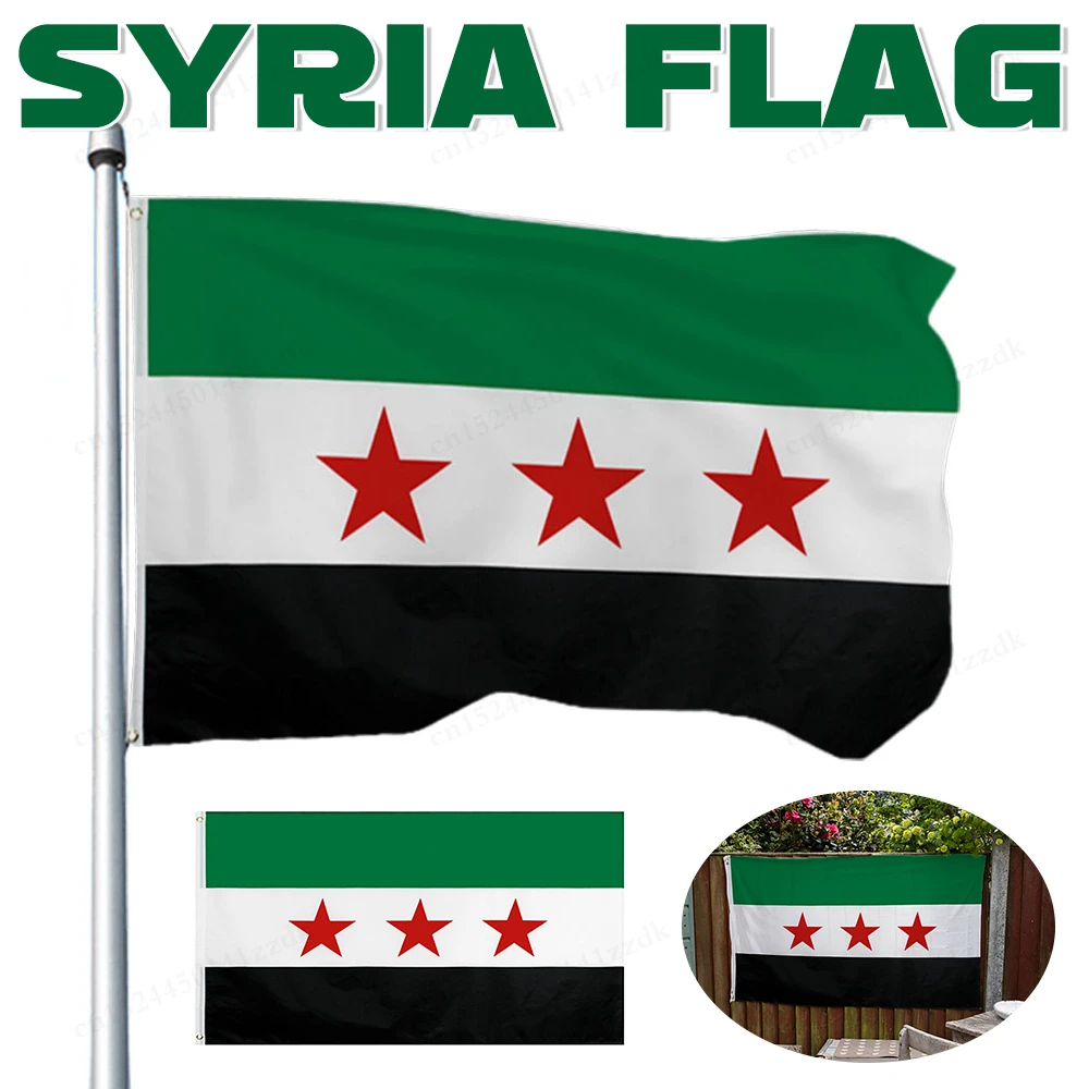 90x150cm Hanging Syria flag The Syrian Arab Republic Syrian Three Star Flag Banner High Quality Polyester Flag Decoration