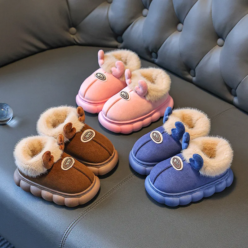 

Children Winter Fashion Cotton Shoes Cartoon Soft Soled Warm Non-slip Girls Home Outdoor Boys Thick-soled Wool Cotton Shoes