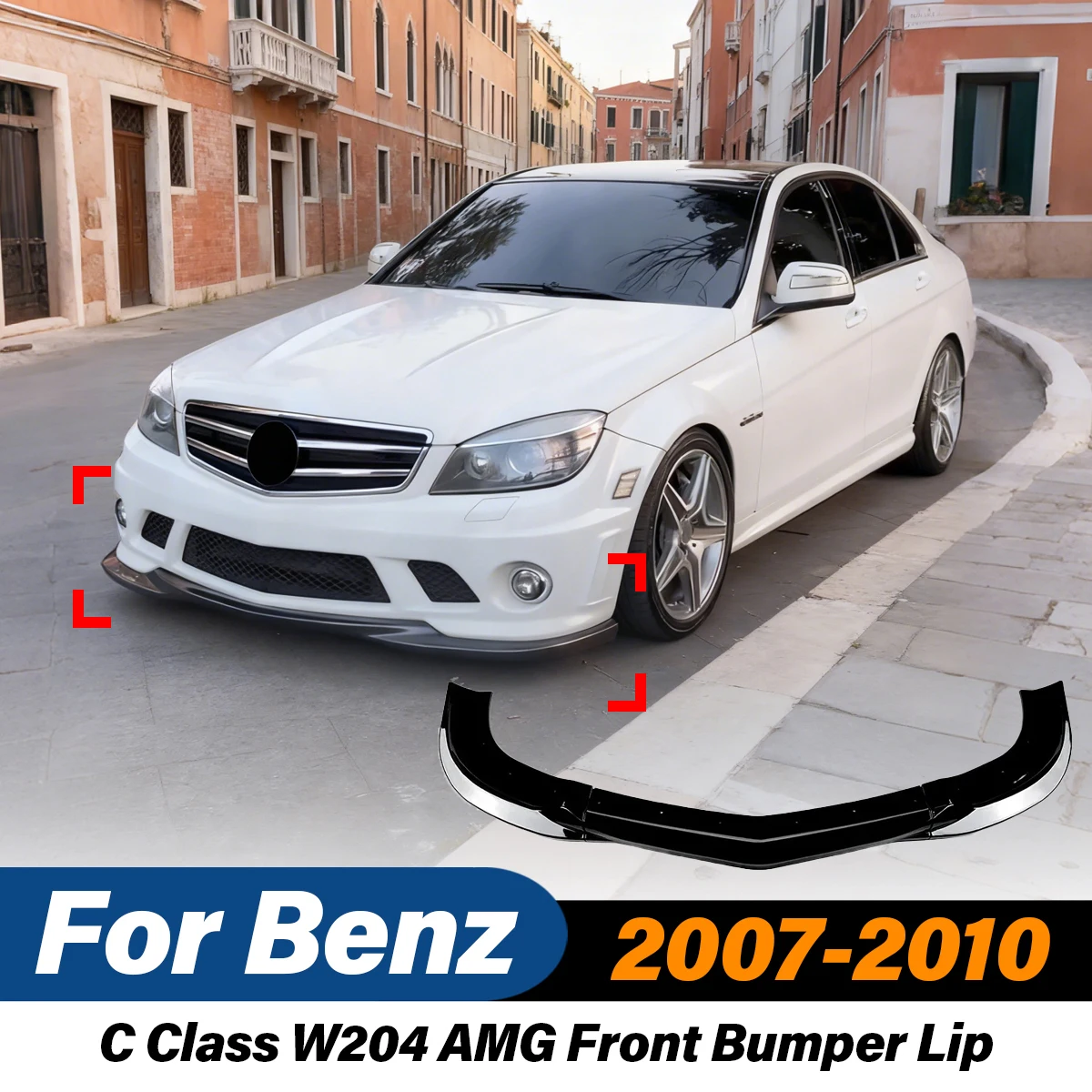 

For Mercedes Benz C Class W204 AMG 2007 2008 2009 2010 Car Front Bumper Lip Sports Spoiler ABS Splitter Body Modification Kit