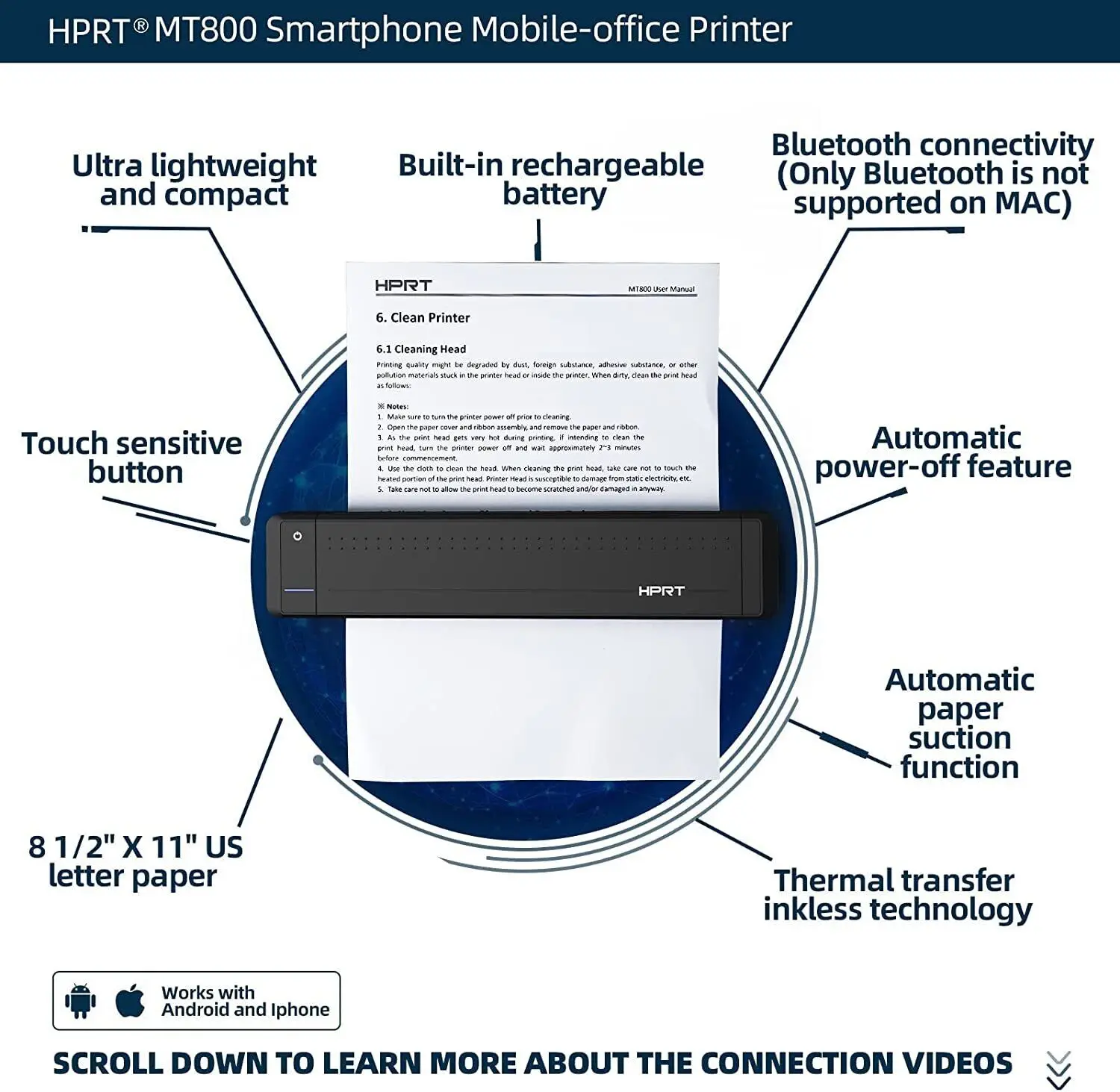 Phomemo M08F A4 Portable Thermal Printer Supports A4 Thermal Paper PJ-722 PJ-763 Wireless Thermal Compact Printer