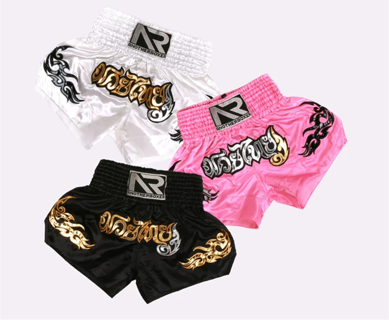 ANOTHERBOXER Muay Thai Shorts, bestickte MMA-Kampfkleidung für Männer, Frauen, Kinder, günstige Box-Trainingshose – Detail 3