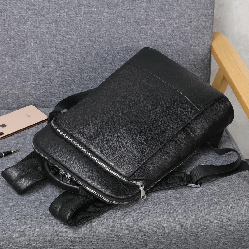 New Genuine Leather Outdoor Casual Laptop Travel Backpack First Layer Cowhide Business Men's Bag School Bags For Teenagers