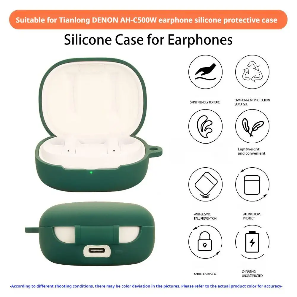 Silicone Protective Case for DENON AH-C500W Earbuds Shockproof Case Cover for DENON AH-C500W Protection Accessory I9F6