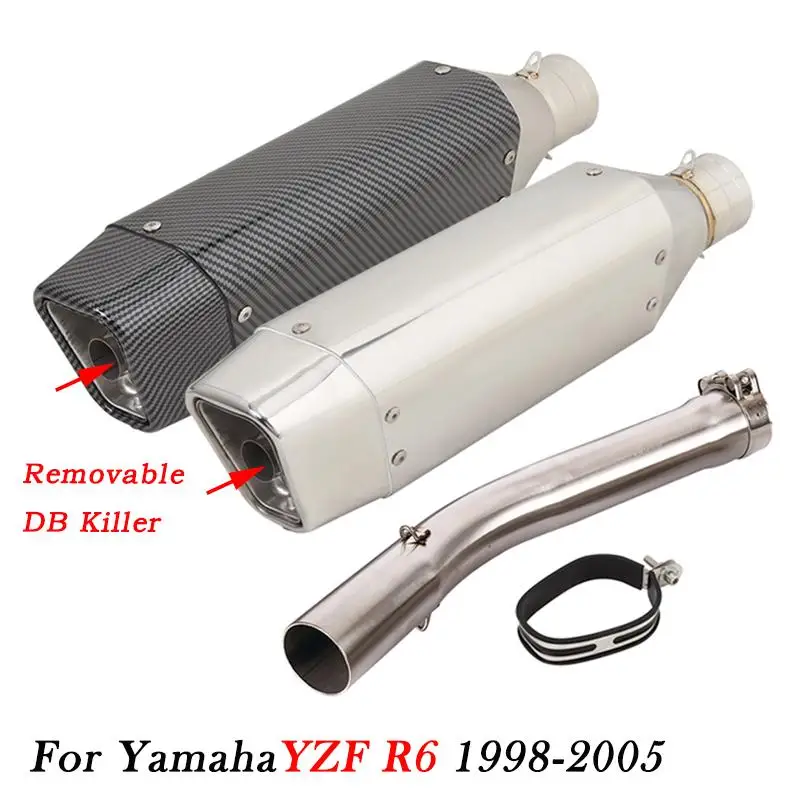 

For Yamaha YZF R6 1998-2005 Motorcycle Exhaust Pipe Tail Escape Muffler Mid Link Pipe Stainles Steel Connect Tube With DB Killer