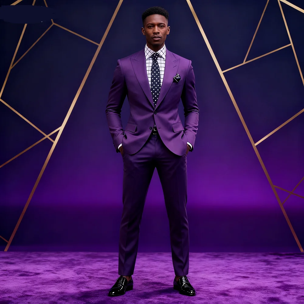 

Roxo Intelligent Casual Lapel Tuxedo for Men Slim Fit Solid Smoking Boys Suit Men's Tuxedo Trajes Para Hombre Herran Anzug