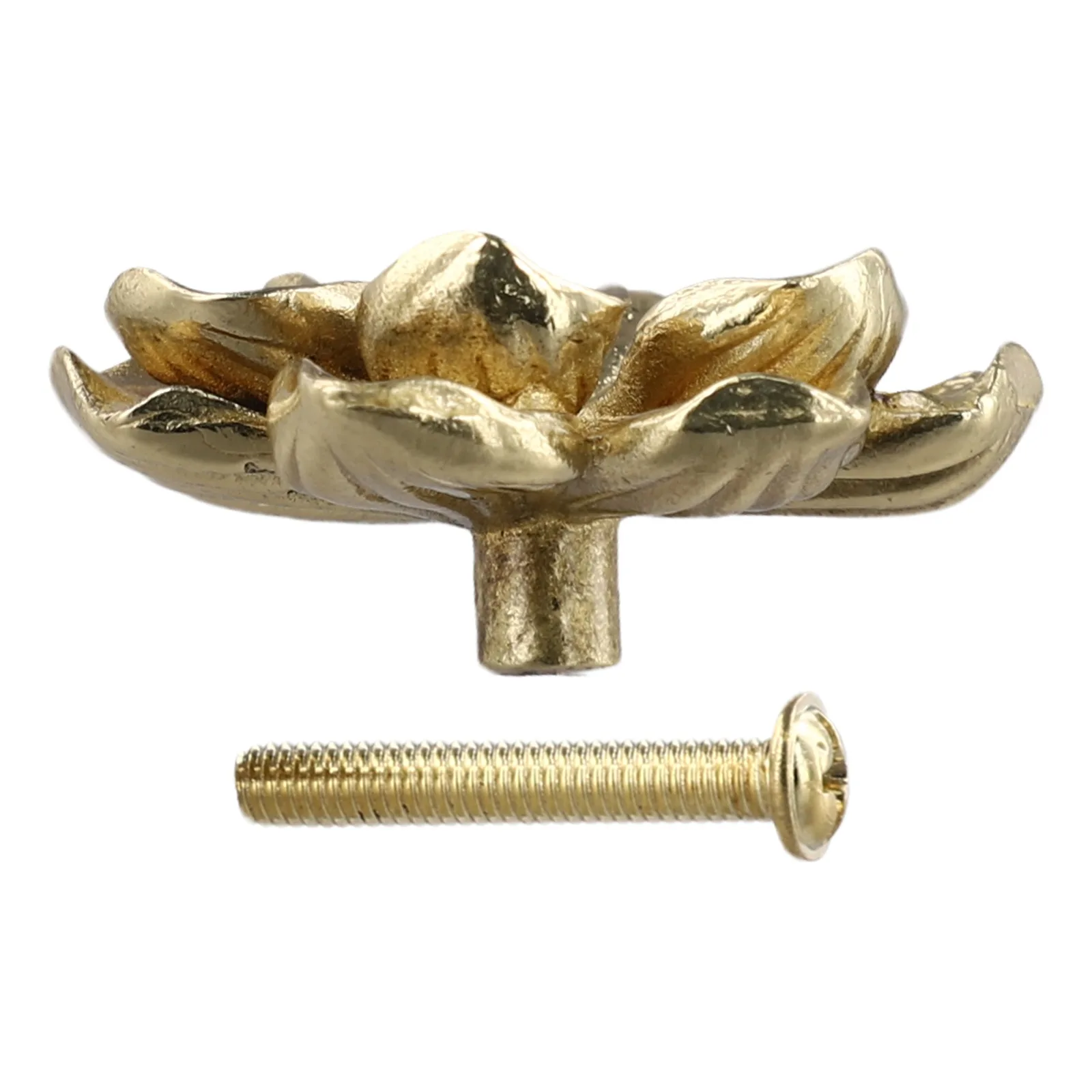 Camellia Flower Brass Cabinet Knob Pull for Drawers Doors Dressers Wardrobes Home Office Kitchen Furniture Hardware