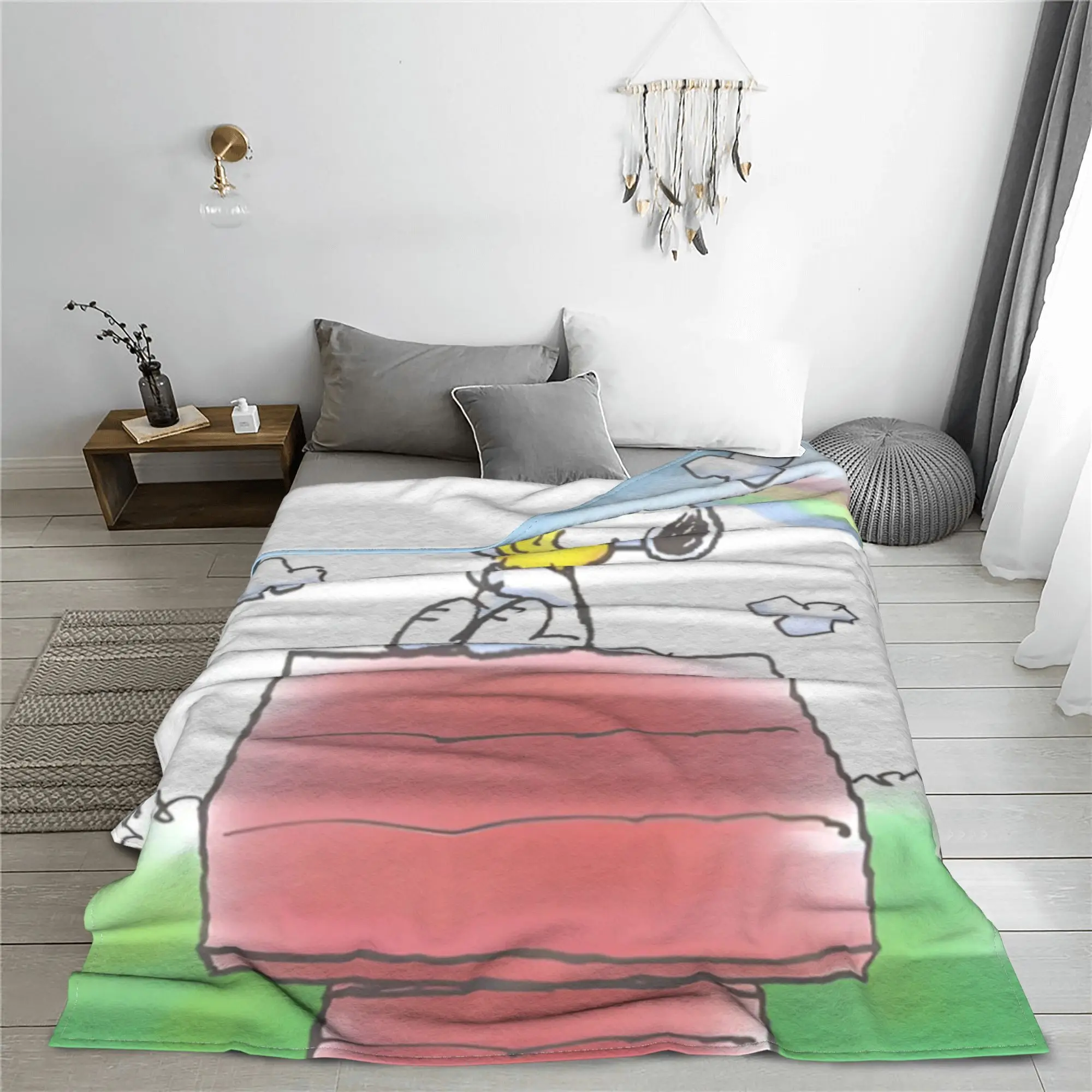 Peanuts Snoopy Dog Woodstock Blankets Coral Fleece Plush All Season Cartoon Multi-function Ultra-Soft Throw Blanket Outdoor Bed