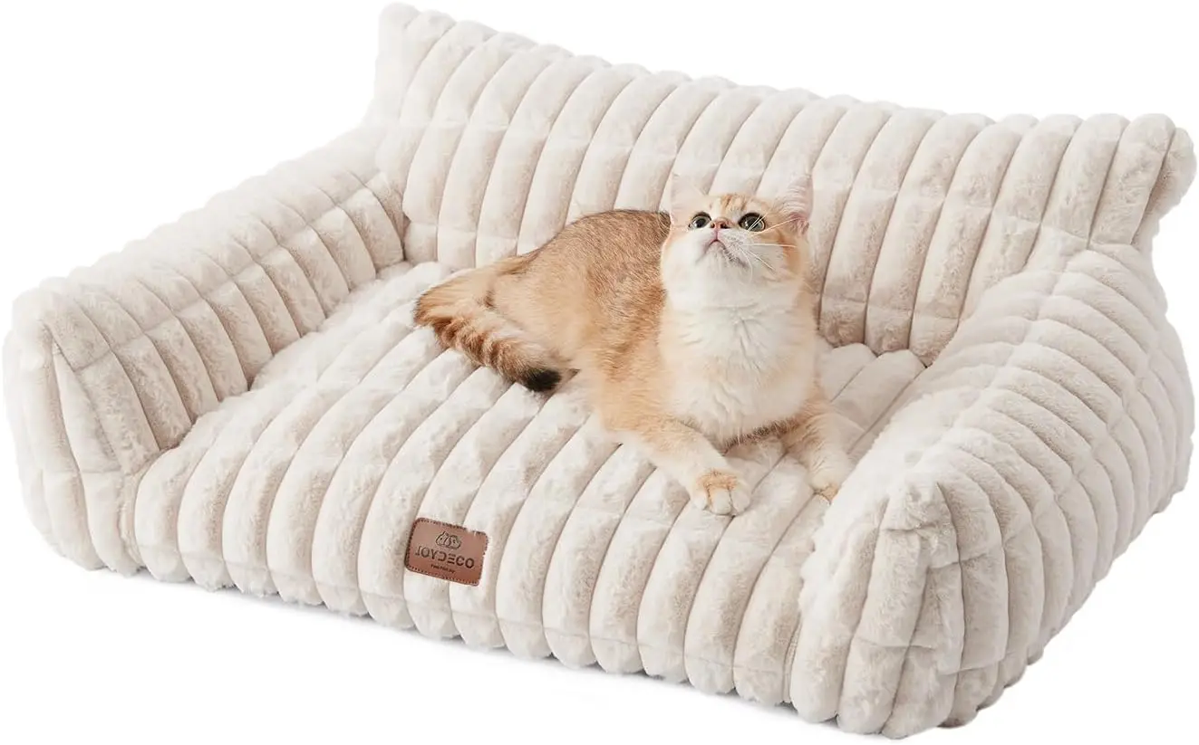 

Кушетка для кошек, 24-дюймовый плюшевый диван для питомцев, лежанка для домашних кошек со съемным моющимся чехлом, поддерживающий диван для животных.